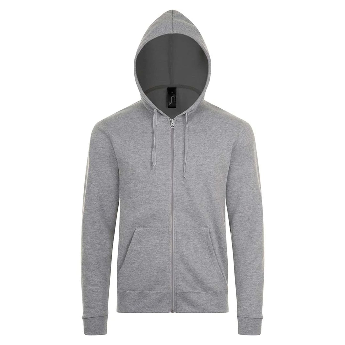Grey Marl - Front - SOLS Mens Stone Zip Up Plain Hoodie