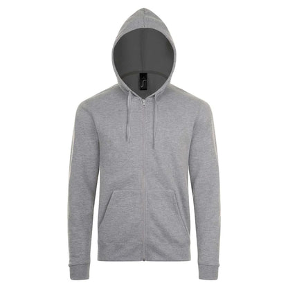 Grey Marl - Front - SOLS Mens Stone Zip Up Plain Hoodie