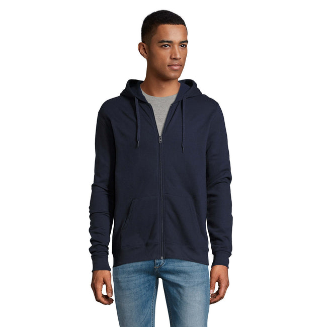 French Navy - Back - SOLS Mens Stone Zip Up Plain Hoodie