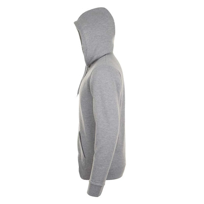 Grey Marl - Side - SOLS Mens Stone Zip Up Plain Hoodie