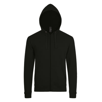 Black - Front - SOLS Mens Stone Zip Up Plain Hoodie