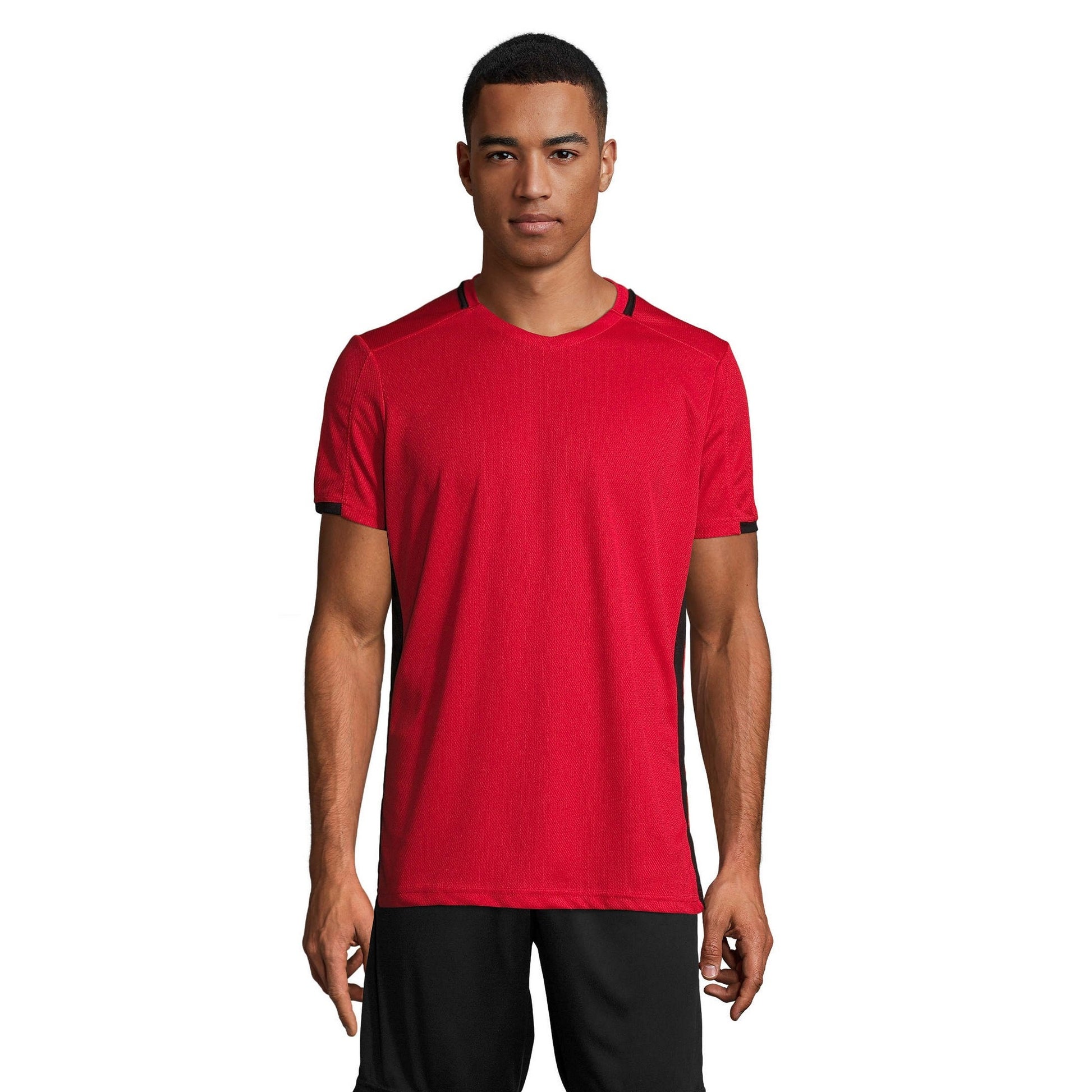 Red-Black - Lifestyle - SOLS Mens Classico Contrast Short Sleeve Football T-Shirt