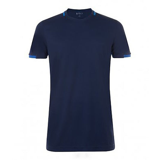 French Navy-Royal Blue - Front - SOLS Mens Classico Contrast Short Sleeve Football T-Shirt