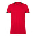 Red-Black - Front - SOLS Mens Classico Contrast Short Sleeve Football T-Shirt
