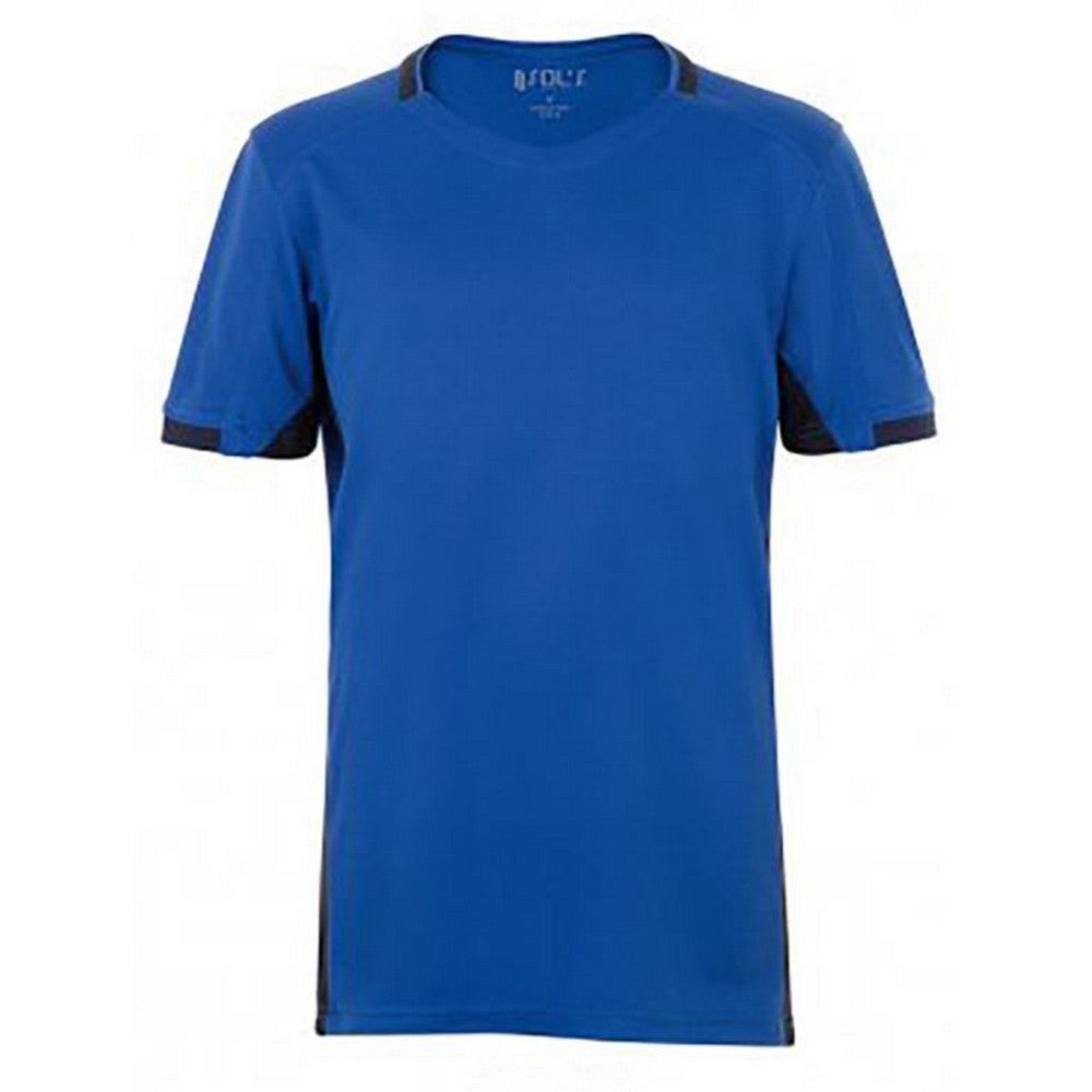 Royal Blue-French Navy - Front - SOLS Childrens-Kids Classico Contrast Short Sleeve Football T-Shirt