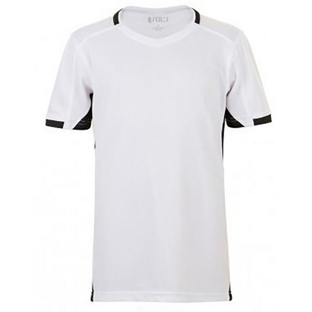 White-Black - Front - SOLS Childrens-Kids Classico Contrast Short Sleeve Football T-Shirt