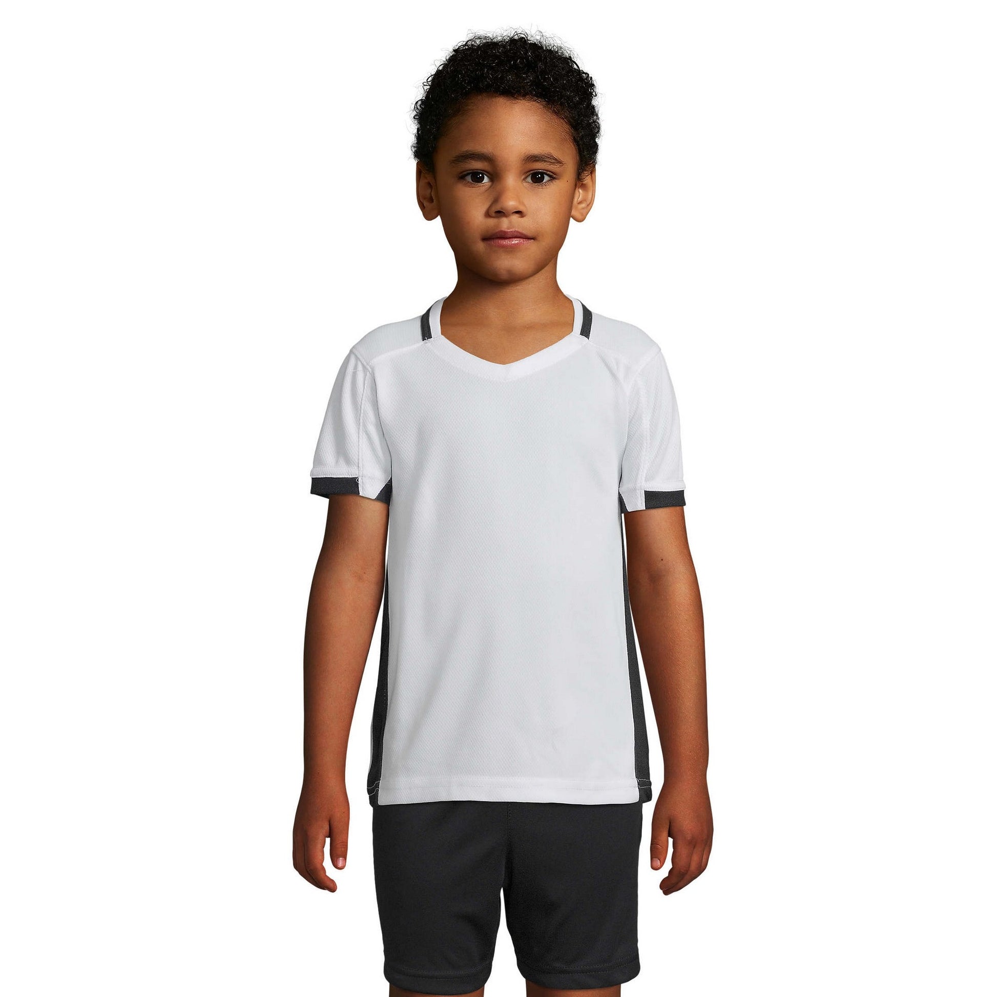 White-Black - Back - SOLS Childrens-Kids Classico Contrast Short Sleeve Football T-Shirt