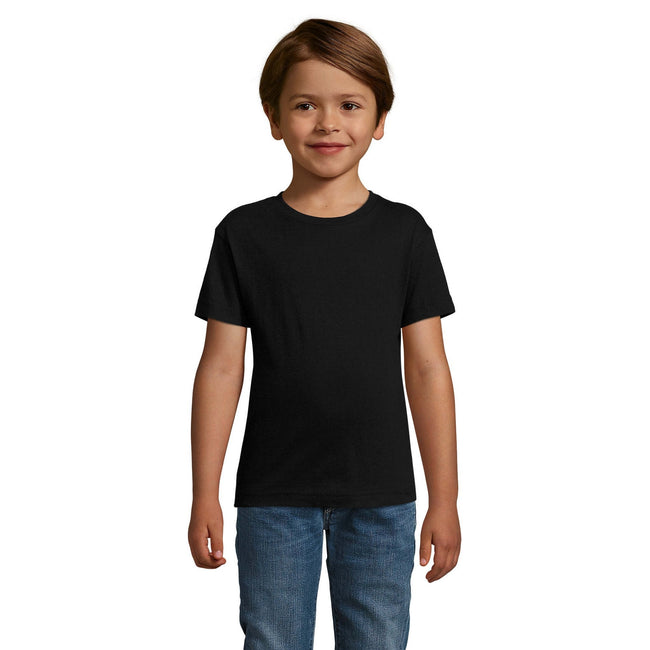 Deep Black - Back - SOLS Childrens-Kids Regent Short Sleeve Fitted T-Shirt