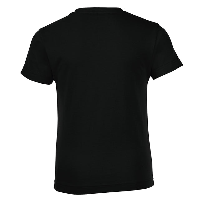 Deep Black - Side - SOLS Childrens-Kids Regent Short Sleeve Fitted T-Shirt