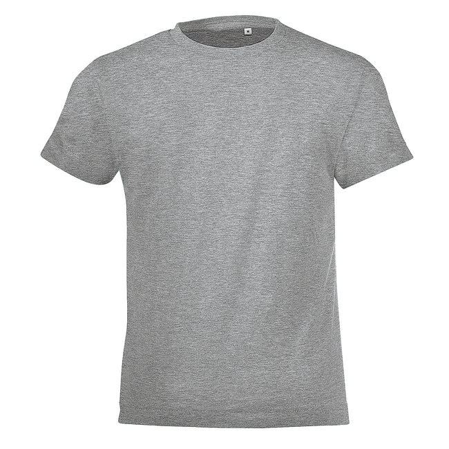 Grey Marl - Front - SOLS Childrens-Kids Regent Short Sleeve Fitted T-Shirt