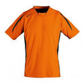 Orange-Black - Front - SOLS Mens Maracana 2 Short Sleeve Football T-Shirt