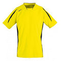 Lemon-Black - Front - SOLS Mens Maracana 2 Short Sleeve Football T-Shirt