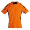 Orange-Black - Front - SOLS Childrens-Kids Maracana 2 Short Sleeve Football T-Shirt