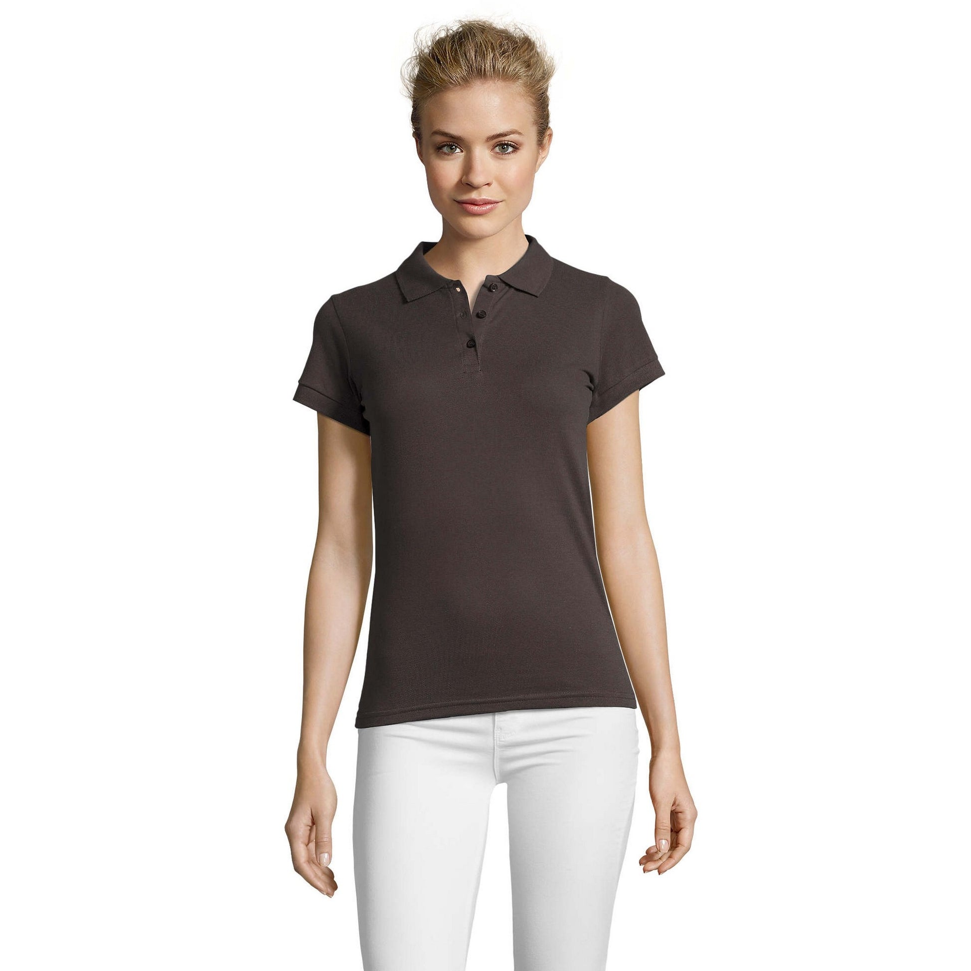 Dark Grey - Back - SOLS Womens-Ladies Perfect Pique Short Sleeve Polo Shirt