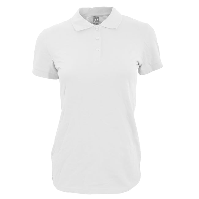 White - Front - SOLS Womens-Ladies Perfect Pique Short Sleeve Polo Shirt