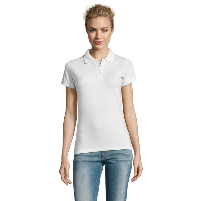 White - Back - SOLS Womens-Ladies Perfect Pique Short Sleeve Polo Shirt