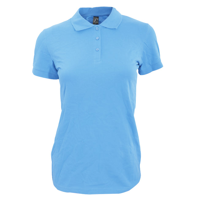 Sky Blue - Front - SOLS Womens-Ladies Perfect Pique Short Sleeve Polo Shirt
