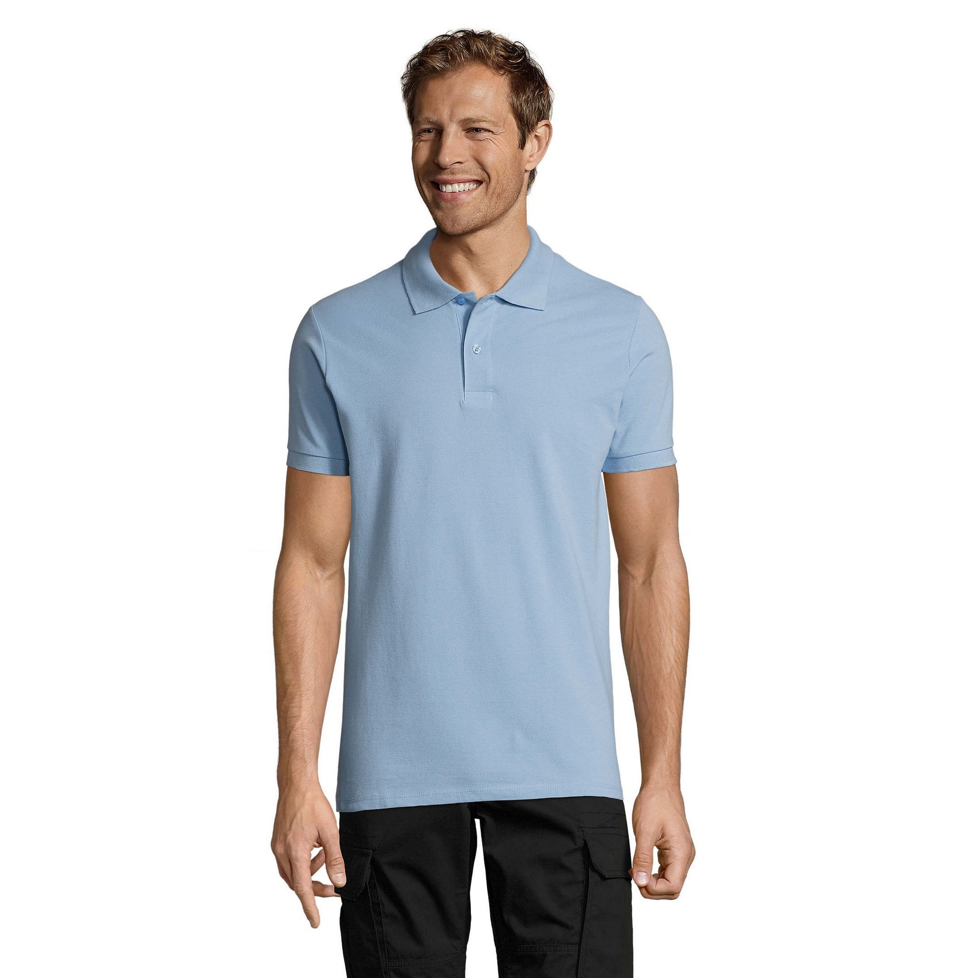 Sky Blue - Lifestyle - SOLS Mens Perfect Pique Short Sleeve Polo Shirt