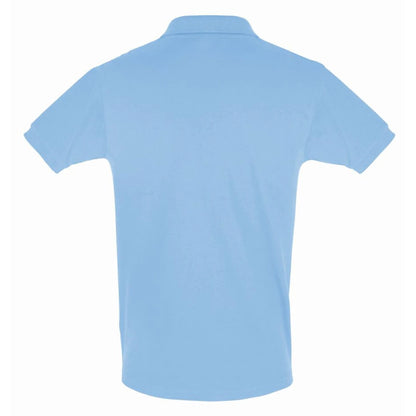 Sky Blue - Close up - SOLS Mens Perfect Pique Short Sleeve Polo Shirt