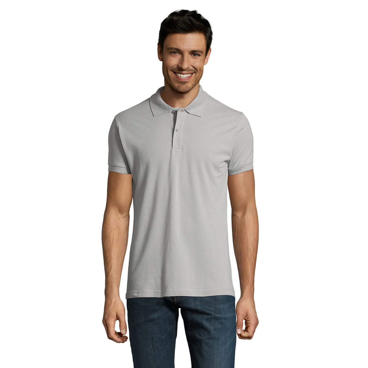 Pure Grey - Lifestyle - SOLS Mens Perfect Pique Short Sleeve Polo Shirt