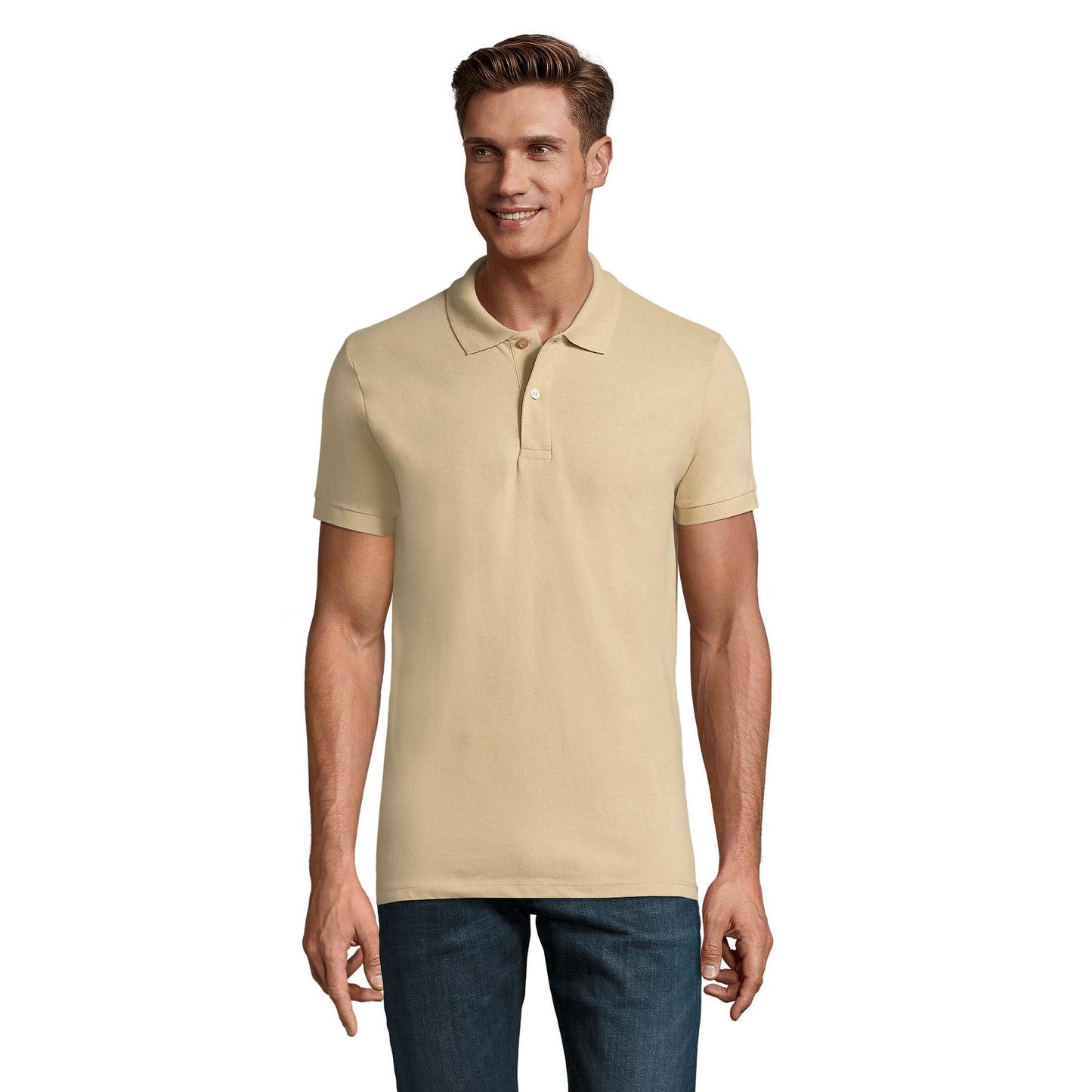 Sand - Lifestyle - SOLS Mens Perfect Pique Short Sleeve Polo Shirt