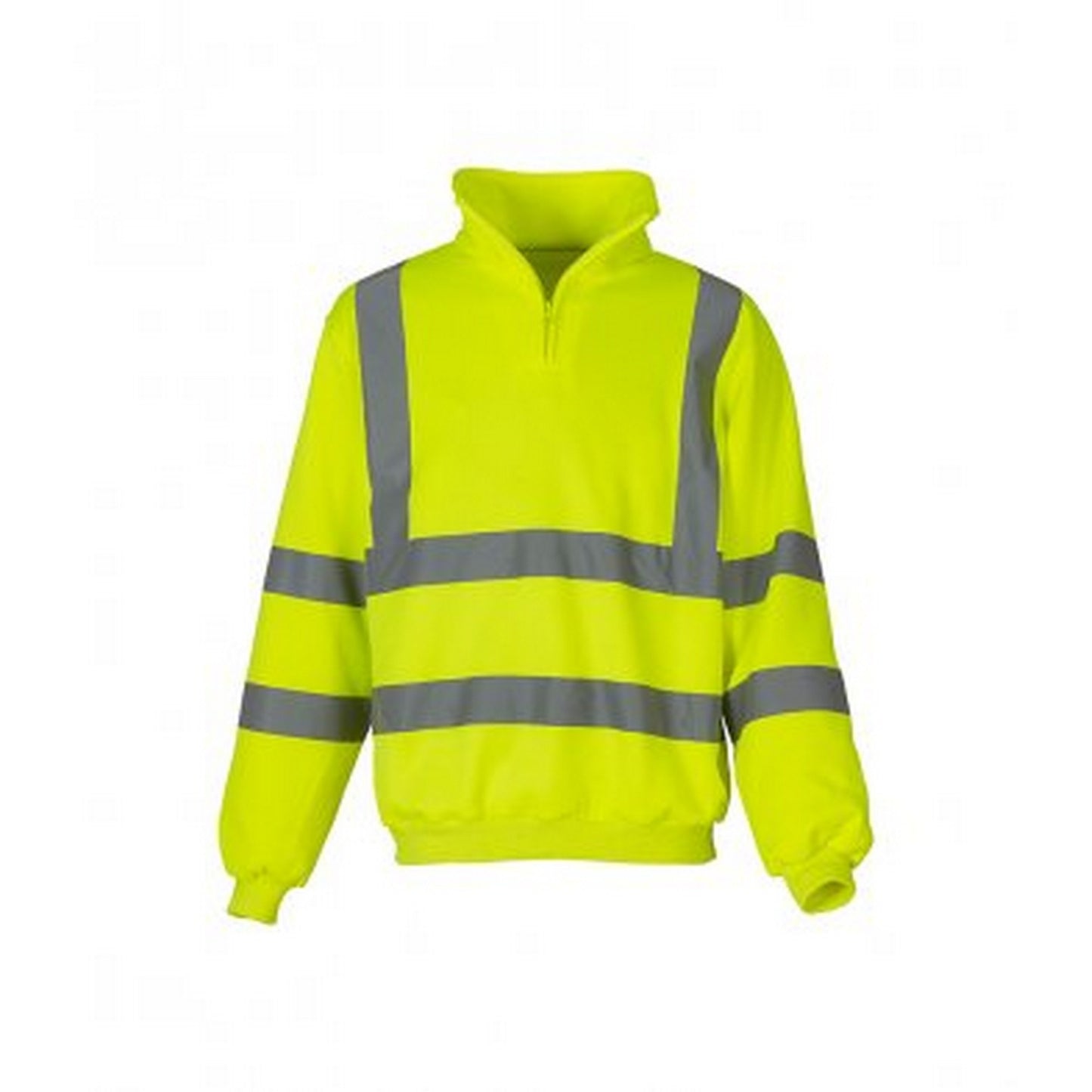 Yellow - Front - Yoko Unisex Zip Neck Hi-Vis Sweatshirt