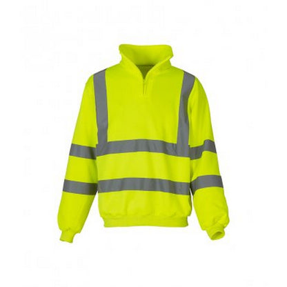 Yellow - Front - Yoko Unisex Zip Neck Hi-Vis Sweatshirt