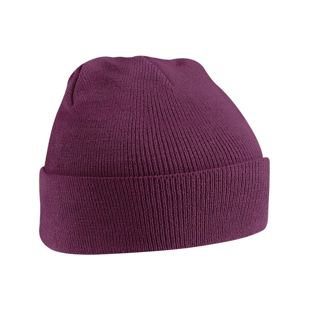 Plum - Front - Beechfield Unisex Original Cuffed Beanie Winter Hat