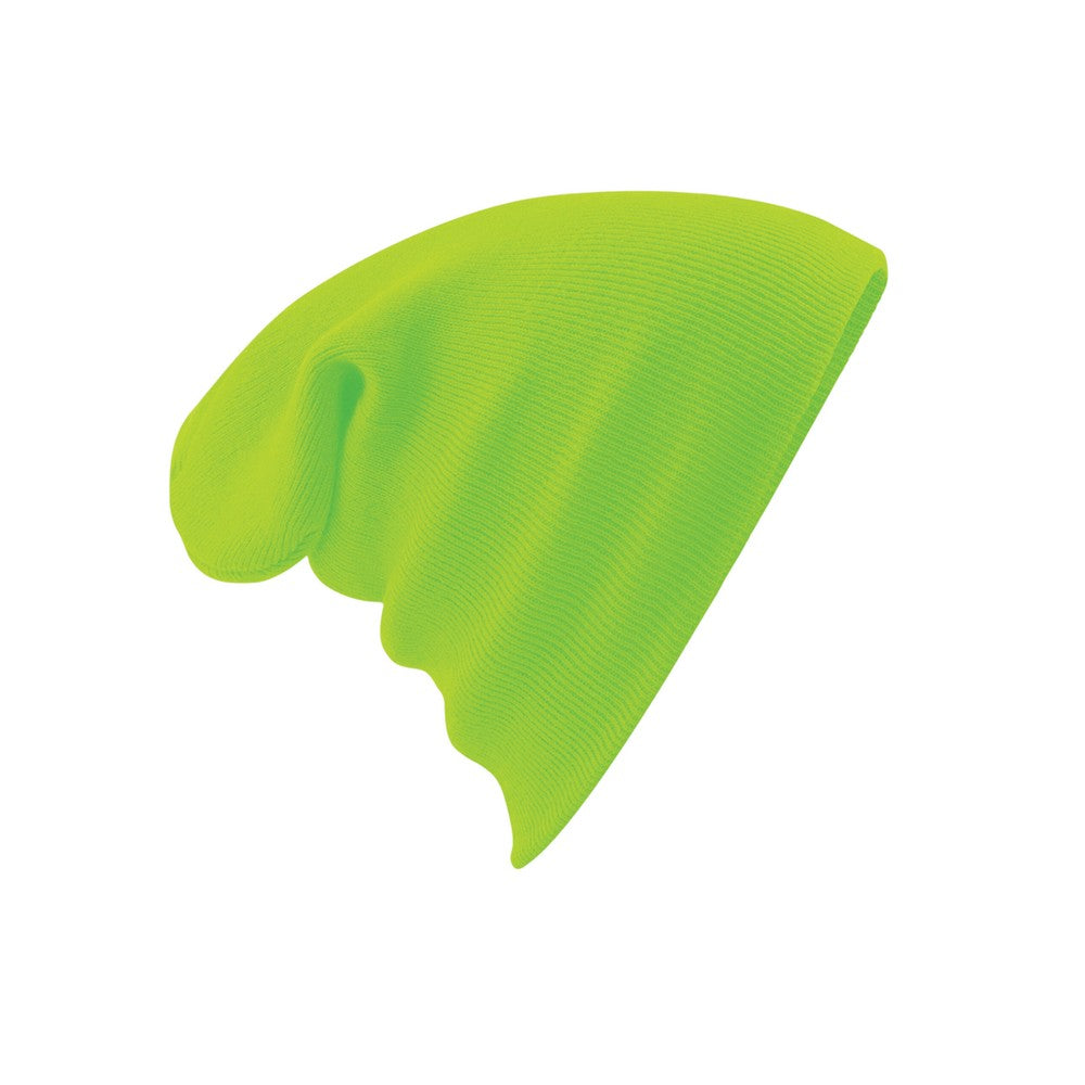 Fluorescent Green - Back - Beechfield Unisex Original Cuffed Beanie Winter Hat