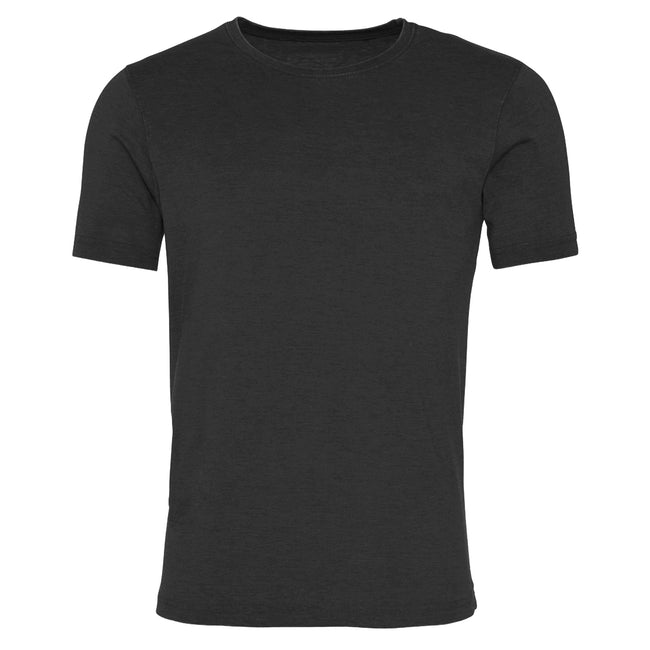 Washed Jet Black - Front - AWDis Mens Washed T Shirt