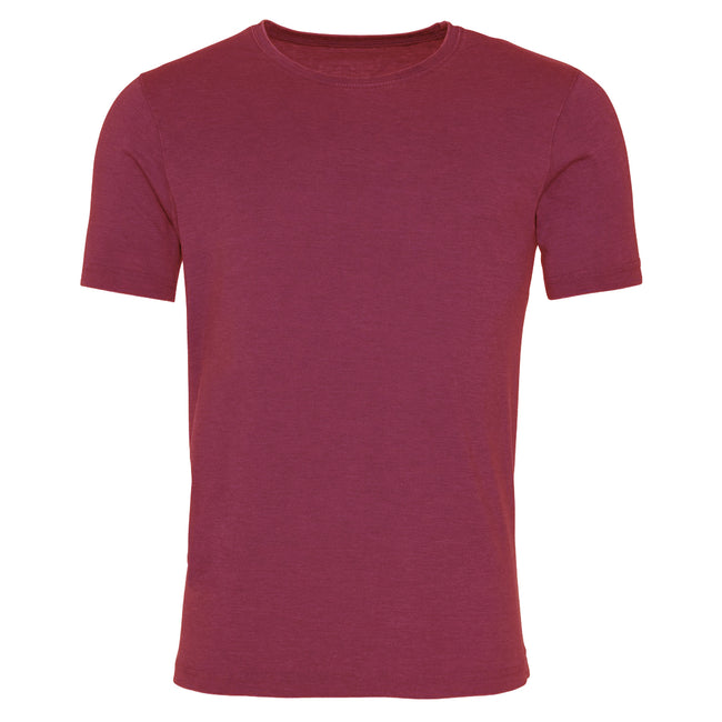 Washed Burgundy - Front - AWDis Mens Washed T Shirt