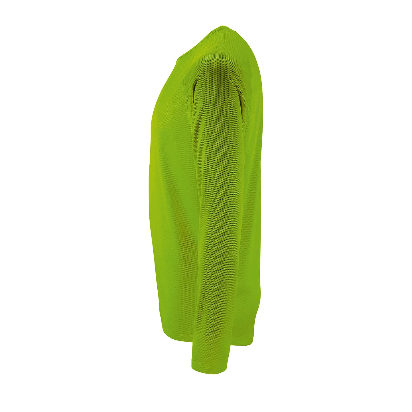 Neon Green - Close up - SOLS Mens Sporty Long Sleeve Performance T-Shirt