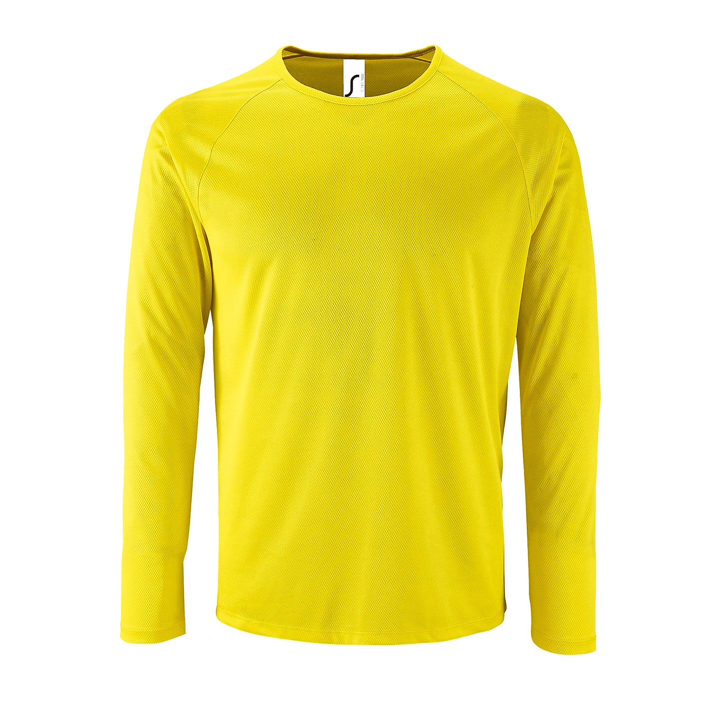 Neon Yellow - Front - SOLS Mens Sporty Long Sleeve Performance T-Shirt