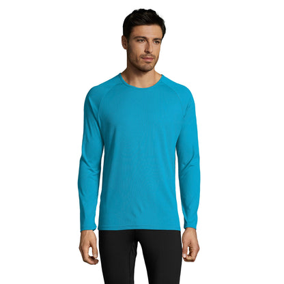 Aqua - Back - SOLS Mens Sporty Long Sleeve Performance T-Shirt