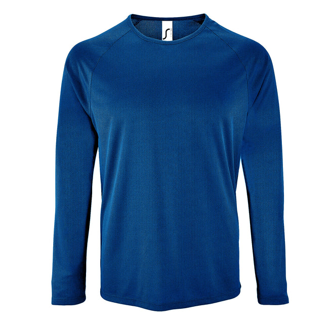 Royal Blue - Front - SOLS Mens Sporty Long Sleeve Performance T-Shirt