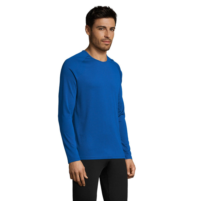 Royal Blue - Back - SOLS Mens Sporty Long Sleeve Performance T-Shirt