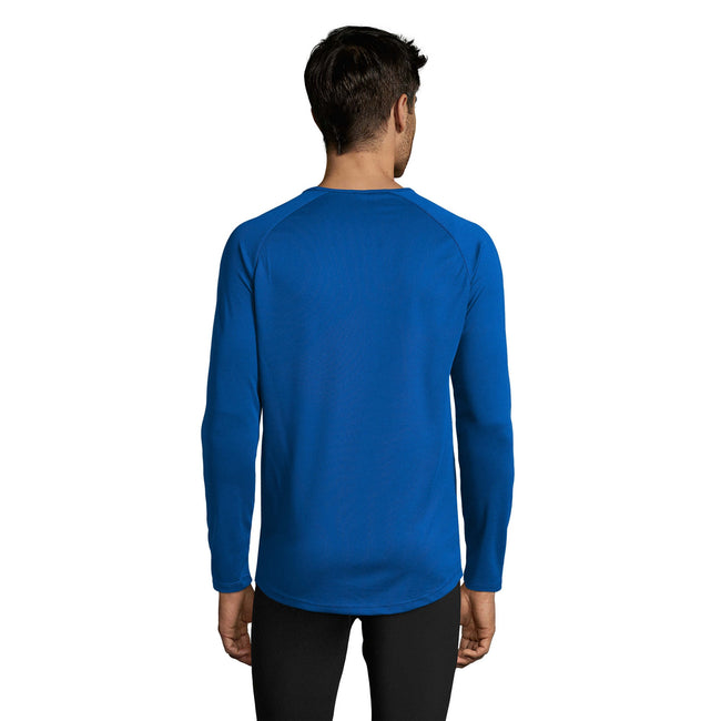 Royal Blue - Side - SOLS Mens Sporty Long Sleeve Performance T-Shirt