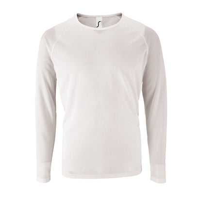 White - Front - SOLS Mens Sporty Long Sleeve Performance T-Shirt