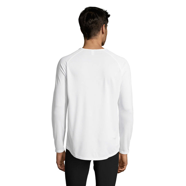White - Lifestyle - SOLS Mens Sporty Long Sleeve Performance T-Shirt