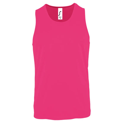 Neon Pink - Front - SOLS Mens Performance Tank Top