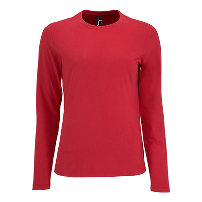 Red - Front - SOLS Womens-Ladies Imperial Long Sleeve T-Shirt