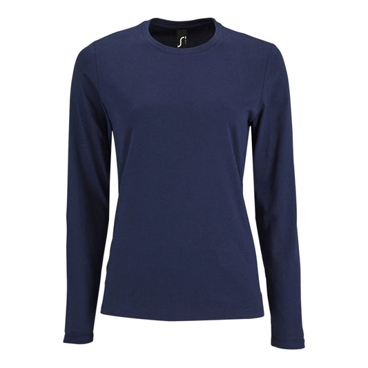 French Navy - Front - SOLS Womens-Ladies Imperial Long Sleeve T-Shirt