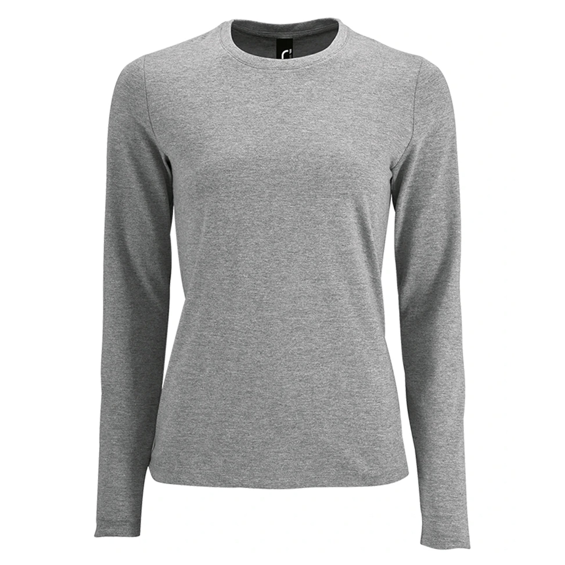 Grey Marl - Front - SOLS Womens-Ladies Imperial Long Sleeve T-Shirt