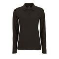 Black - Front - SOLS Womens-Ladies Perfect Long Sleeve Pique Polo Shirt