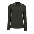 Charcoal Marl - Front - SOLS Womens-Ladies Perfect Long Sleeve Pique Polo Shirt