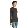 Charcoal Marl - Back - SOLS Womens-Ladies Perfect Long Sleeve Pique Polo Shirt