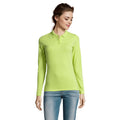 Apple Green - Back - SOLS Womens-Ladies Perfect Long Sleeve Pique Polo Shirt