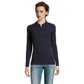 French Navy - Back - SOLS Womens-Ladies Perfect Long Sleeve Pique Polo Shirt