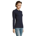 French Navy - Side - SOLS Womens-Ladies Perfect Long Sleeve Pique Polo Shirt
