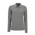 Grey Marl - Front - SOLS Womens-Ladies Perfect Long Sleeve Pique Polo Shirt